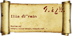 Ilia Ármin névjegykártya